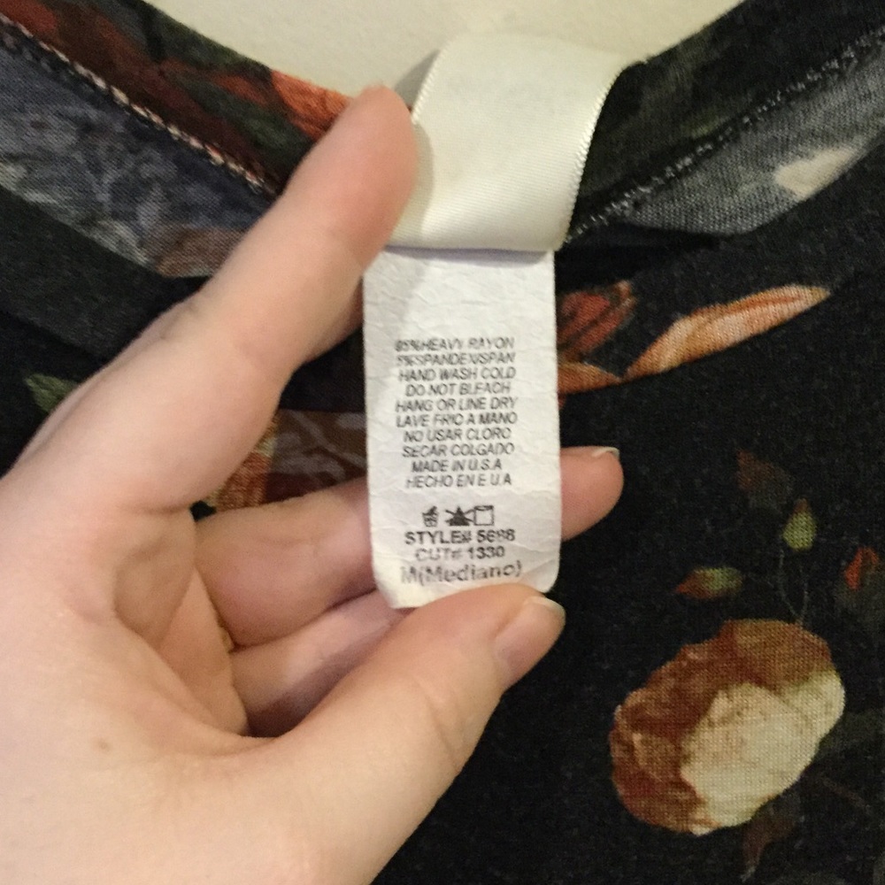 Black Floral Asymmetrical Hem Dress - Picture 3 of 7